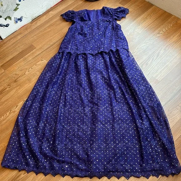 Vintage 1990’s short sleeve purple floral/sequin dress. Size 20/22. - Picture 4 of 17